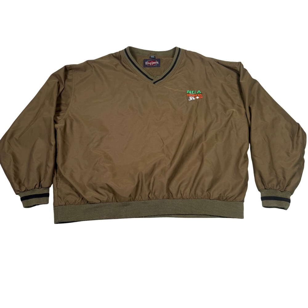 Hooters NGA Tour King Louie Mens V-Neck Golf Windbreaker Pullover Brown 2XL XXL